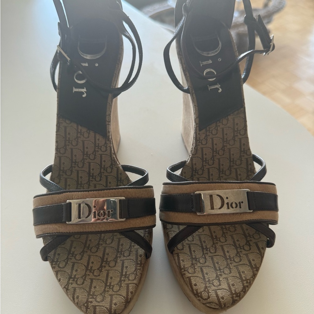 Christian Dior Brown Wedge Sandals